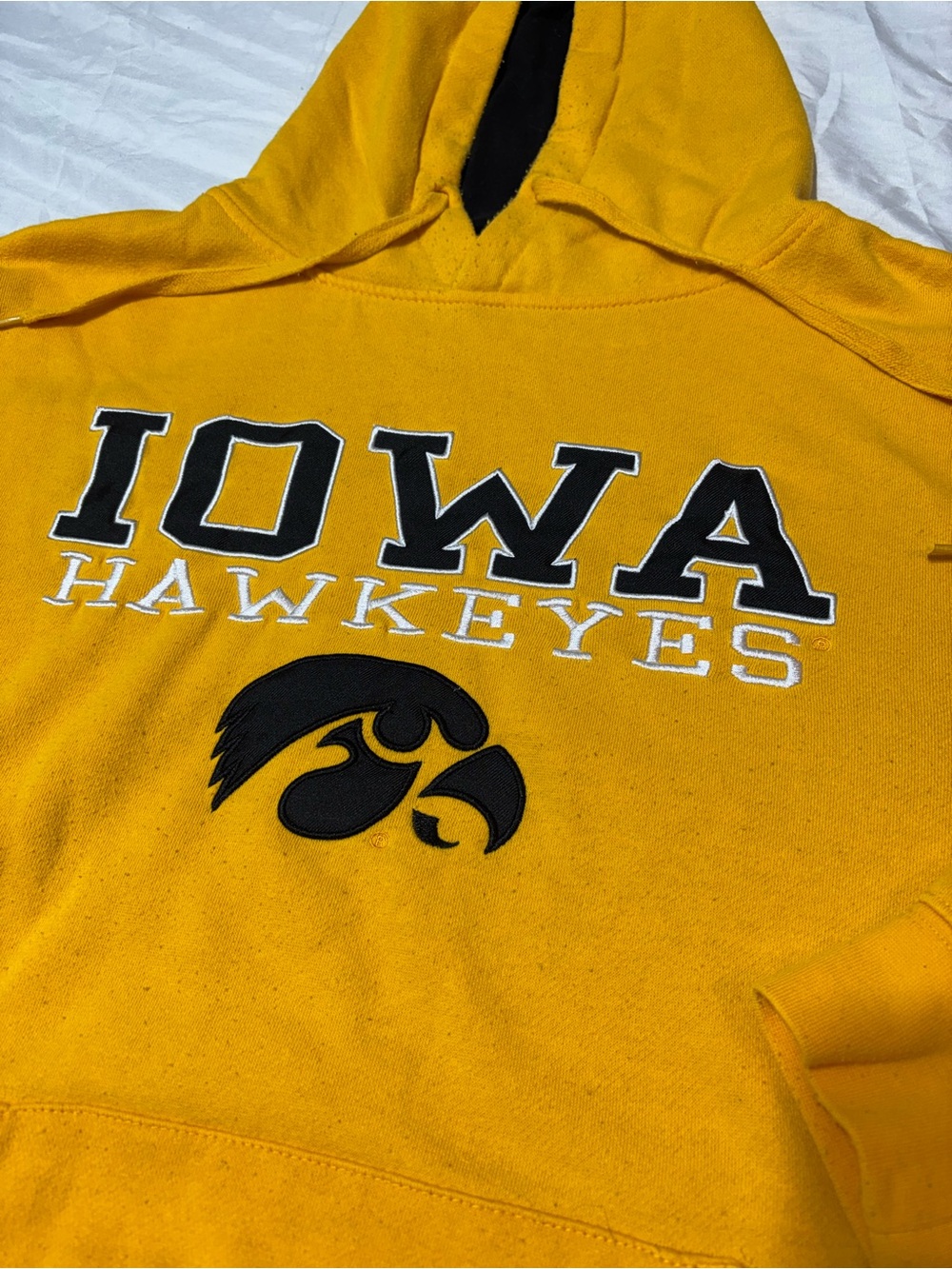 Stadium Athletics Iowa Hawkeyes Embroidered Yellow Hoodie - Size Medium